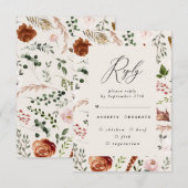 Invitation mariage rustique élégant floral cerf en terre cuit (Devant / Derrière)