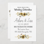 Invitation Mariage Rustique & Élégant Papillon Tournesol (Devant / Derrière)