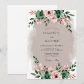 Invitation Mariage rustique élégant vert émeraude (Devant / Derrière)