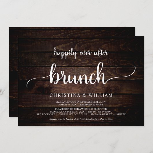 Invitation Mariage rustique Elopement Heureux Jamais Après Br (Devant / Derrière)