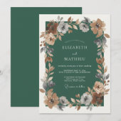 Invitation Mariage Rustique Émeraude Feuillu (Devant / Derrière)