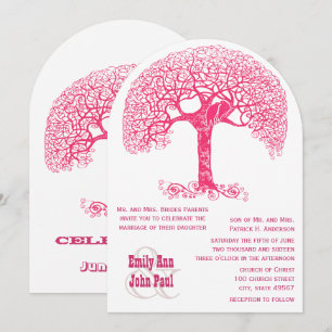 Invitation Mariage rustique en bois avec arbre tourbillonnant