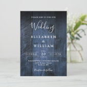 Invitation Mariage Rustique en Bois Bleu Tout Compris (Debout devant)