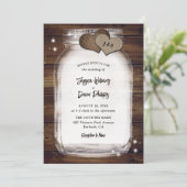 Invitation Mariage Rustique en Bois de Grange avec Pot en Ver (Debout devant)