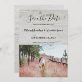 Invitation Mariage rustique en bois de grange de pays Enregis (Devant / Derrière)