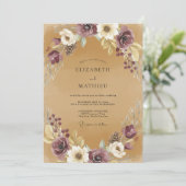 Invitation Mariage Rustique en Bois de Prunier (Debout devant)
