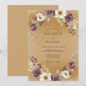 Invitation Mariage Rustique en Bois de Prunier (Devant / Derrière)