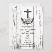 Invitation Mariage rustique en bois de style côtier avec ancr (Devant)