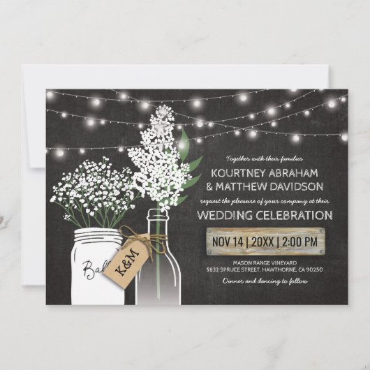 Invitation Mariage rustique en bois de tableau de bord (Devant)