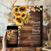 Invitation Mariage rustique en bois de tournesol