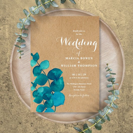 Invitation Mariage rustique en bois d'eucalyptus