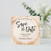 Invitation Mariage rustique en bois Enregistrer la date avec  (Debout devant)