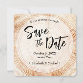 Invitation Mariage rustique en bois Enregistrer la date avec (Devant)