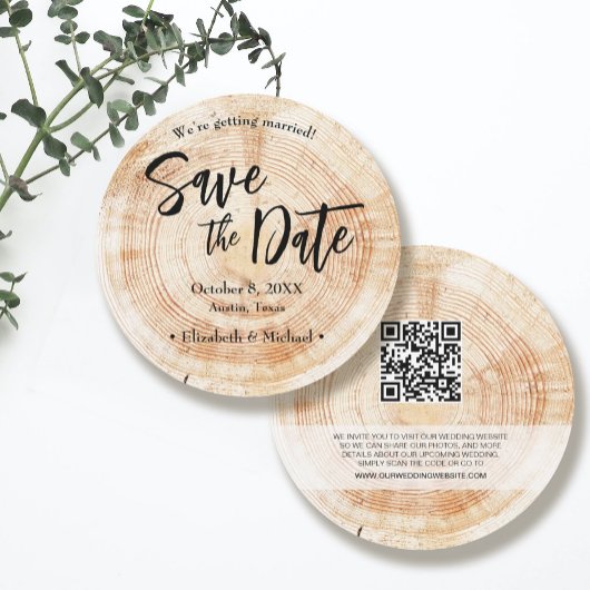 Invitation Mariage rustique en bois Enregistrer la date avec