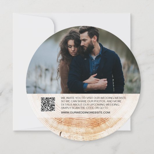 Invitation Mariage rustique en bois Enregistrer la date Photo (Dos)