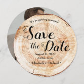 Invitation Mariage rustique en bois Enregistrer la date Photo (Devant / Derrière)