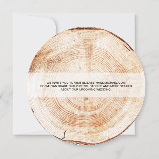 Invitation Mariage rustique en bois Enregistrer la date sur l (Dos)