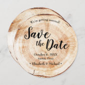 Invitation Mariage rustique en bois Enregistrer la date sur l (Devant / Derrière)