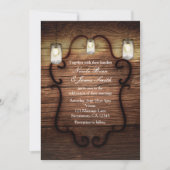Invitation Mariage rustique en bois et bocaux Mason Lumière (Devant)