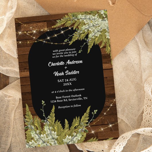 Invitation Mariage rustique en bois et verdure