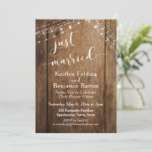 Invitation Mariage rustique en bois marron et lumières (Debout devant)