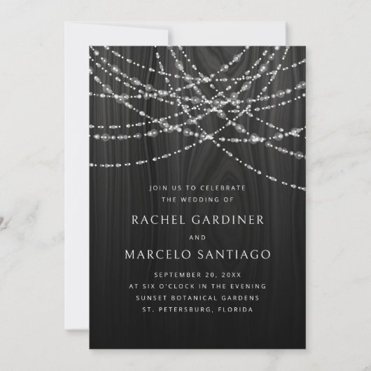 Invitation Mariage rustique en bois noir (Devant)