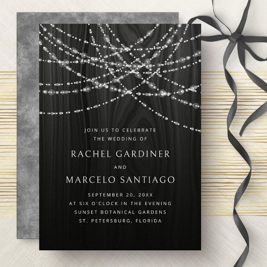 Invitation Mariage rustique en bois noir