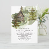 Invitation Mariage Rustique en Cabane de Bois dans une Forêt (Debout devant)