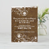 Invitation Mariage rustique en cuir et dentelle (Debout devant)