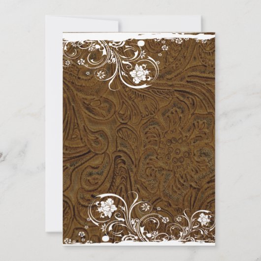 Invitation Mariage rustique en cuir et dentelle (Dos)