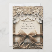 Invitation Mariage rustique en dentelle florale romantique vi (Devant)