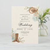 Invitation Mariage rustique en fleur de cowboy (Debout devant)