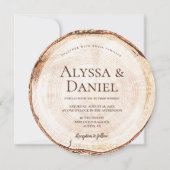 Invitation Mariage rustique en forêt rond rondelle de bois (Devant)