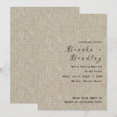 Invitation Mariage Rustique en Toile de Jute (Devant / Derrière)