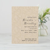 Invitation Mariage Rustique en Toile de Jute (Debout devant)