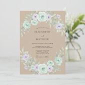 Invitation Mariage Rustique en Vert Menthe en Forêt (Debout devant)