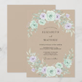 Invitation Mariage Rustique en Vert Menthe en Forêt (Devant / Derrière)