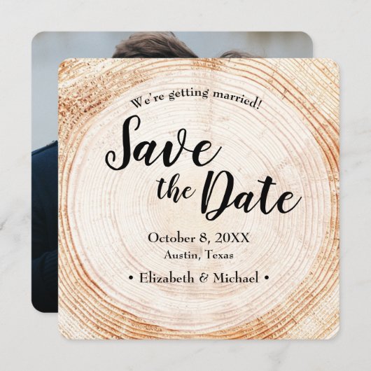 Invitation Mariage rustique Enregistrer la photo de la date W (Devant / Derrière)
