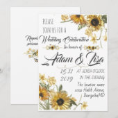 Invitation Mariage rustique et élégant au tournesol jaune (Devant / Derrière)