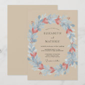 Invitation Mariage Rustique Ethéréal Corail Tan (Devant / Derrière)