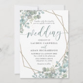 Invitation Mariage Rustique Eucalyptus Bleu Poussiéreux (Devant)