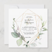 Invitation Mariage Rustique Eucalyptus Vert Doré (Devant)