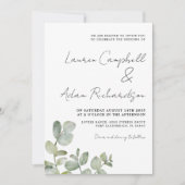 Invitation Mariage Rustique Eucalyptus Vert Sauge (Devant)