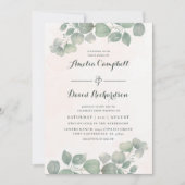 Invitation Mariage Rustique Eucalyptus Vert Sauge (Devant)