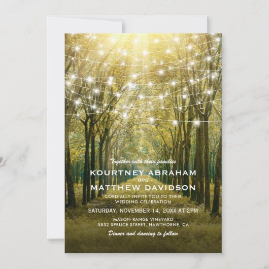 Invitation Mariage rustique extérieur en bois (Devant)