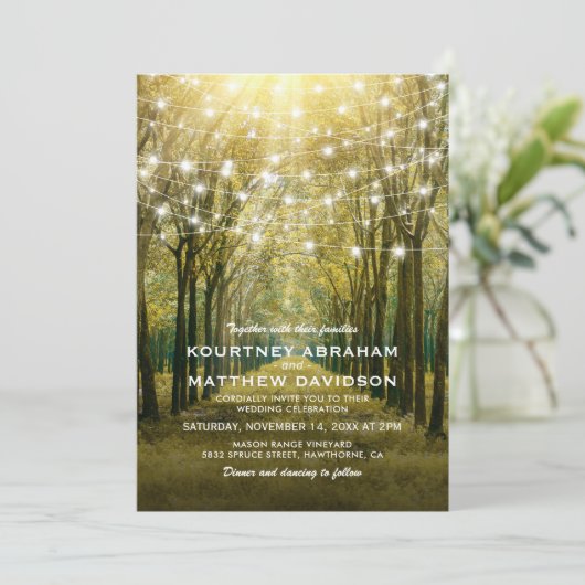 Invitation Mariage rustique extérieur en bois (Debout devant)