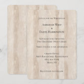 Invitation Mariage Rustique Faux Crème Blanc Bois (Devant / Derrière)