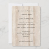 Invitation Mariage Rustique Faux Crème Blanc Bois (Devant)