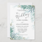 Invitation Mariage Rustique Feuillage Vert Sauge & Teal Verdu (Devant)