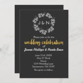 Invitation Mariage rustique Feuille blanc Wreath Botanique (Devant / Derrière)